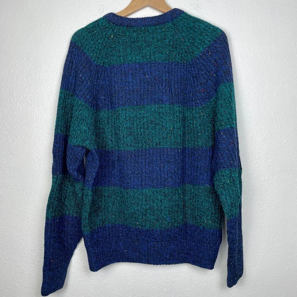 VTG Woodward Shop 100% British Wool Colorblock Striped Knit Sweater Size: XL
